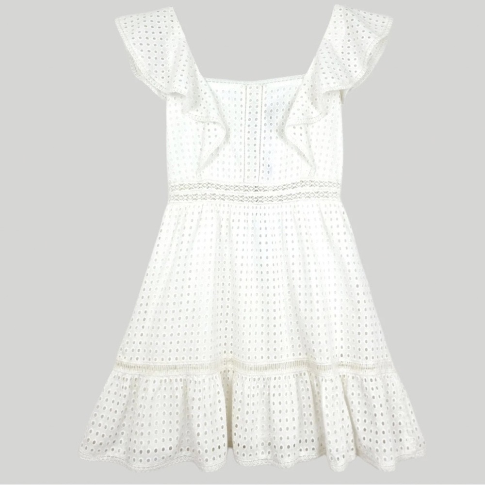 Alice + Olivia Remada Ruffled Broderie Anglaise Cotton Mini‎ Dress White NWT - Picture 7 of 16